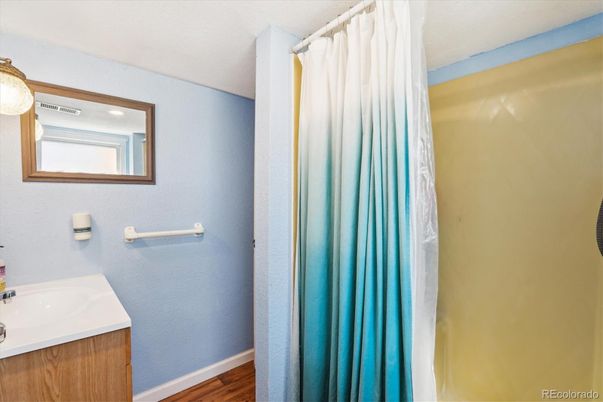 Bathroom, Interior, Recessed Lighting, Wood Texture Flooring