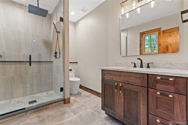 Bathroom, Glass Shower, Interior, Recessed Lighting