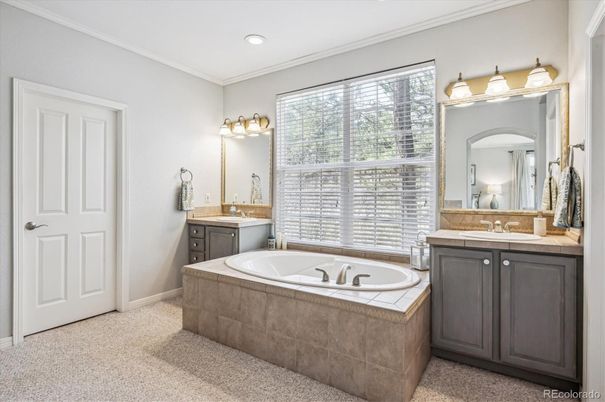 Bathroom, Dual Sink Vanities, Interior, Recessed Lighting, Tile Countertops