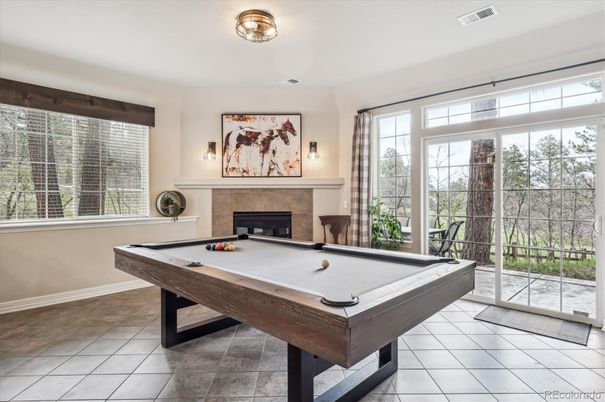 Billiard Table, Fireplace, Game Room, Interior