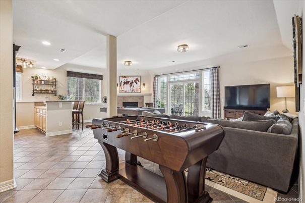 Billiard Table, Fireplace, Game Room, Interior, Living room, Recessed Lighting