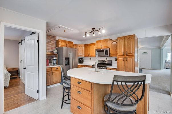 Interior, Kitchen, Stainless Steel Appliances, Wood Texture Flooring