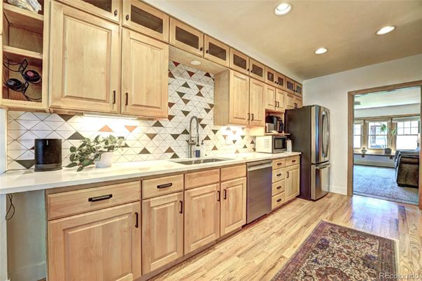 Interior, Kitchen, Recessed Lighting, Wood Texture Flooring