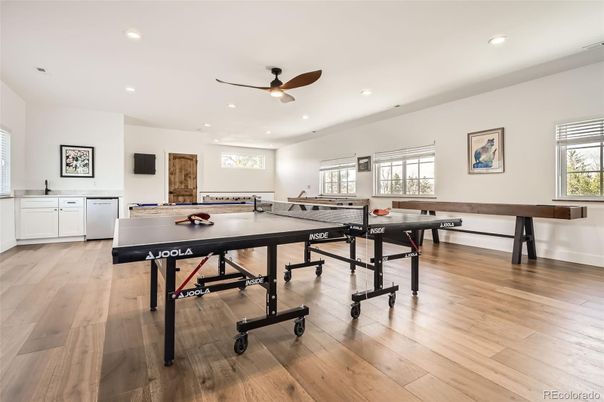Game Room, Interior, Recessed Lighting, Wood Texture Flooring