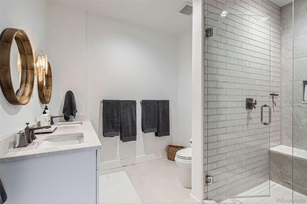 Bathroom, Dual Sink Vanities, Glass Shower, Interior
