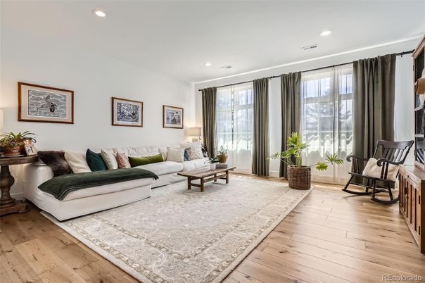 Interior, Living room, Recessed Lighting, Wood Texture Flooring