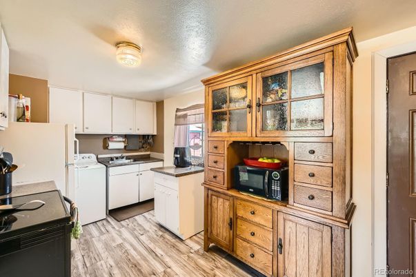Interior, Kitchen, Washer, Wood Texture Flooring