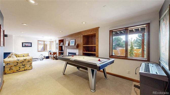 Billiard Table, Fireplace, Game Room, Interior, Living room, Recessed Lighting