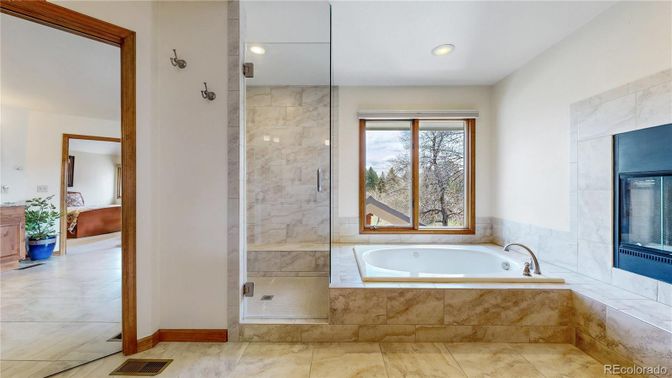 Bathroom, Glass Shower, Interior, Marble Walls, Recessed Lighting