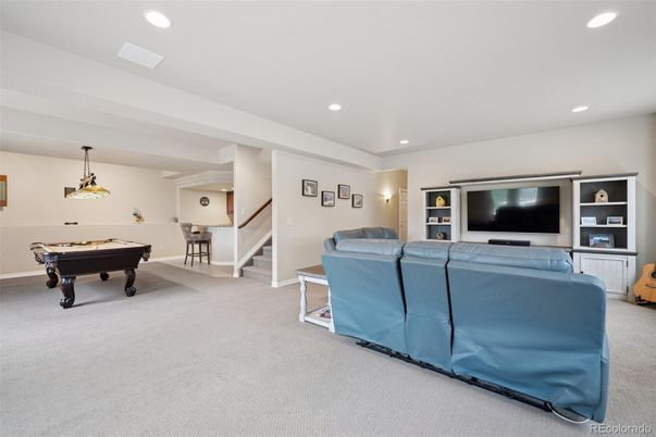 Billiard Table, Game Room, Interior, Living room, Pendant Lights, Recessed Lighting