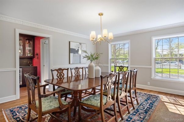 Chandelier, Dining room, Interior, Wood Texture Flooring