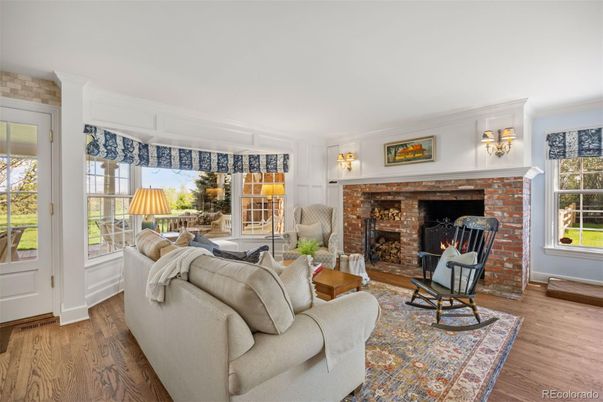Fireplace, Interior, Living room, Stone Walls, Wood Texture Flooring