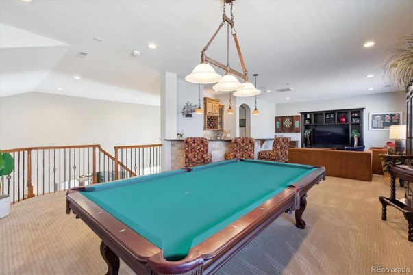 Billiard Table, Game Room, Interior, Pendant Lights, Recessed Lighting
