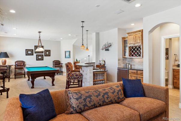 Billiard Table, Game Room, Interior, Living room, Pendant Lights, Recessed Lighting