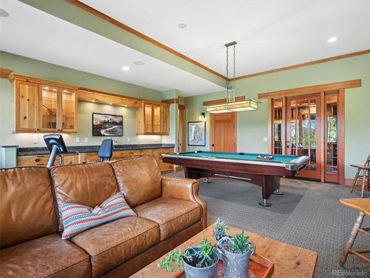 Billiard Table, Game Room, Interior, Pendant Lights, Recessed Lighting