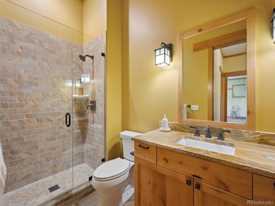 Bathroom, Glass Shower, Interior, Stone Walls