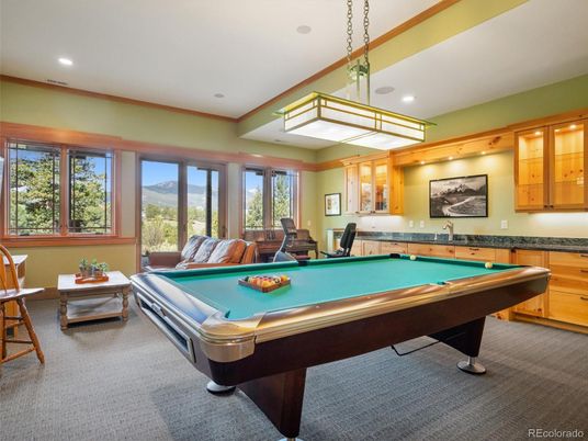 Billiard Table, Game Room, Interior, Pendant Lights, Recessed Lighting