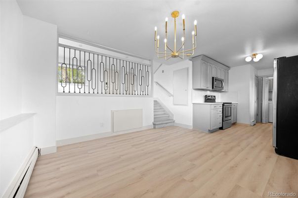 Interior, Kitchen, Pendant Lights, Wood Texture Flooring