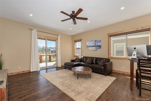 Home Office, Interior, Living room, Recessed Lighting, Wood Texture Flooring
