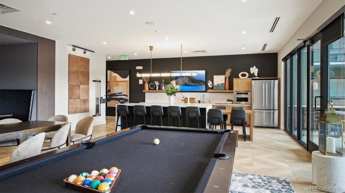 Billiard Table, Interior, Kitchen, Recessed Lighting, Stainless Steel Appliances