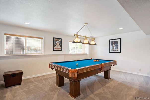 Billiard Table, Game Room, Interior, Pendant Lights, Recessed Lighting