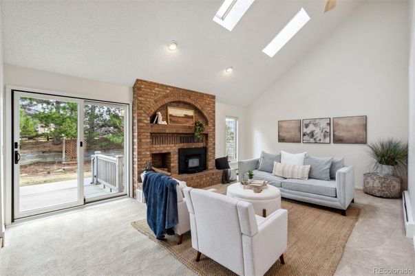 Fireplace, Interior, Living room, Recessed Lighting, Stone Walls