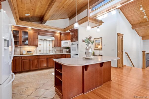 Interior, Kitchen, Pendant Lights, Wooden Ceilings, Wood Texture Flooring