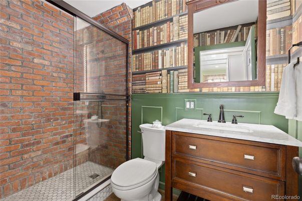 Bathroom, Glass Shower, Interior, Stone Walls