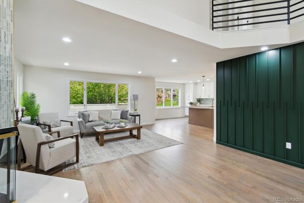 Interior, Kitchen, Living room, Pendant Lights, Recessed Lighting, Wood Texture Flooring