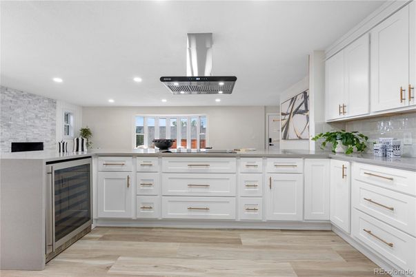 Interior, Kitchen, Recessed Lighting, Wood Texture Flooring