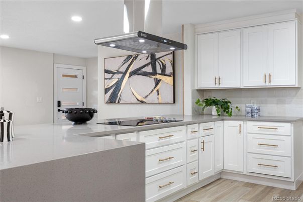 Interior, Kitchen, Recessed Lighting, Wood Texture Flooring