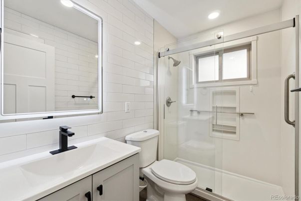 Bathroom, Glass Shower, Interior, Recessed Lighting