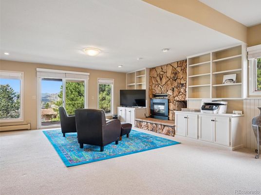 Interior, Living room, Recessed Lighting, Stone Walls