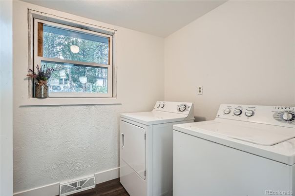 Interior, Washer, Wood Texture Flooring