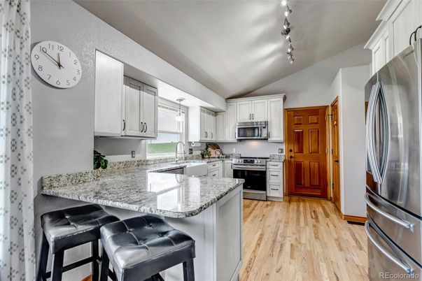 Interior, Kitchen, Stainless Steel Appliances, Wood Texture Flooring