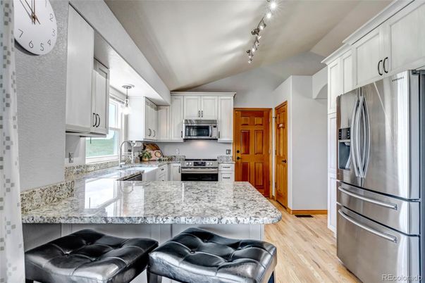 Interior, Kitchen, Stainless Steel Appliances, Wood Texture Flooring