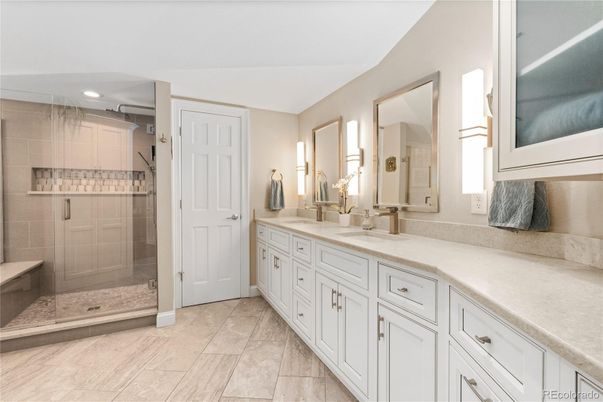 Bathroom, Dual Sink Vanities, Glass Shower, Interior, Recessed Lighting