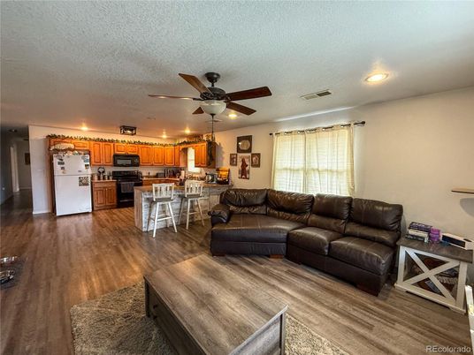 Dining room, Interior, Kitchen, Living room, Recessed Lighting, Wood Texture Flooring