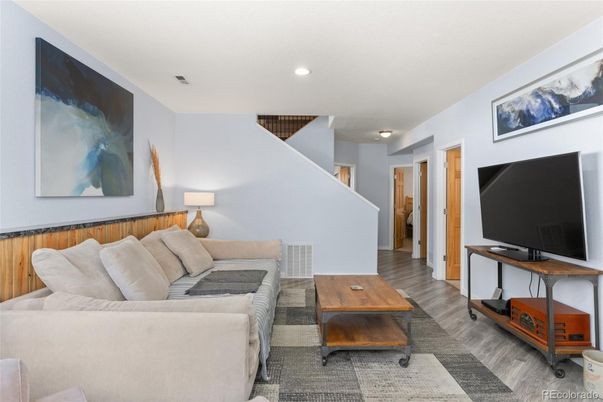 Interior, Living room, Recessed Lighting, Wood Texture Flooring