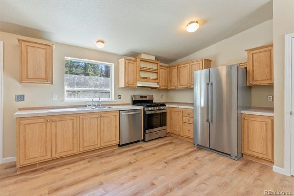 Interior, Kitchen, Stainless Steel Appliances, Wood Texture Flooring