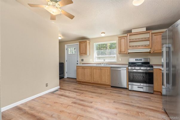 Interior, Kitchen, Stainless Steel Appliances, Wood Texture Flooring