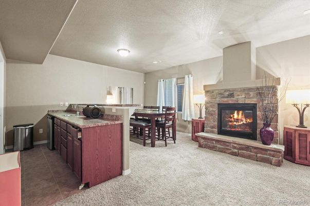 Dining room, Fireplace, Interior, Kitchen, Recessed Lighting