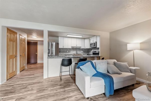 Interior, Kitchen, Living room, Stainless Steel Appliances, Wood Texture Flooring
