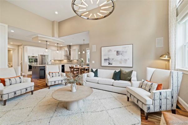 Dining room, Interior, Kitchen, Living room, Pendant Lights, Recessed Lighting, Stainless Steel Appliances, Wood Texture Flooring