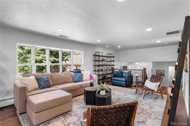 Interior, Living room, Recessed Lighting, Wood Texture Flooring
