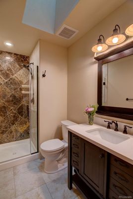 Bathroom, Glass Shower, Interior, Recessed Lighting