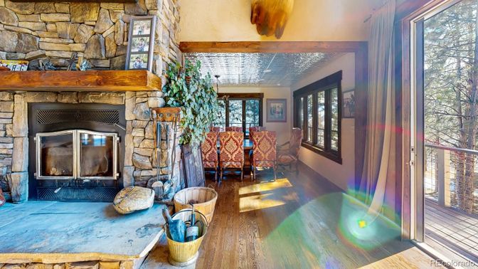 Dining room, Fireplace, Interior, Stone Walls