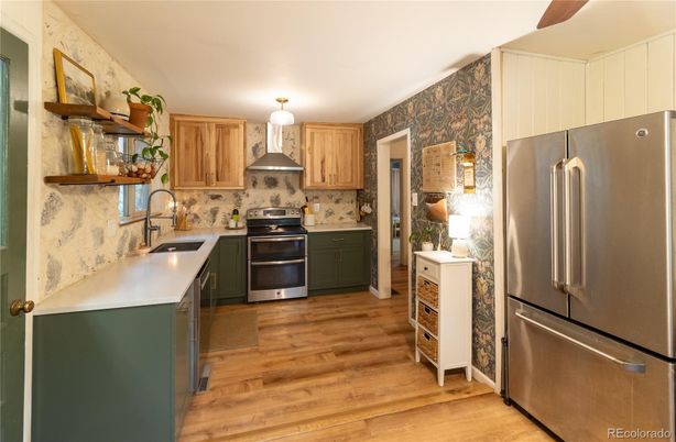 Interior, Kitchen, Stainless Steel Appliances, Wood Texture Flooring