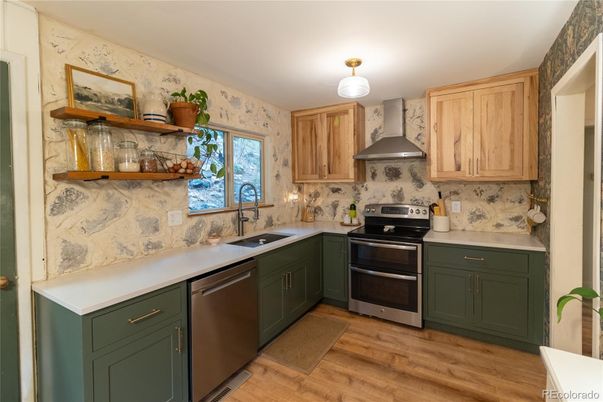 Interior, Kitchen, Stainless Steel Appliances, Wood Texture Flooring