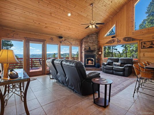 Fireplace, Interior, Living room, Stone Walls, Wooden Ceilings, Wooden Walls
